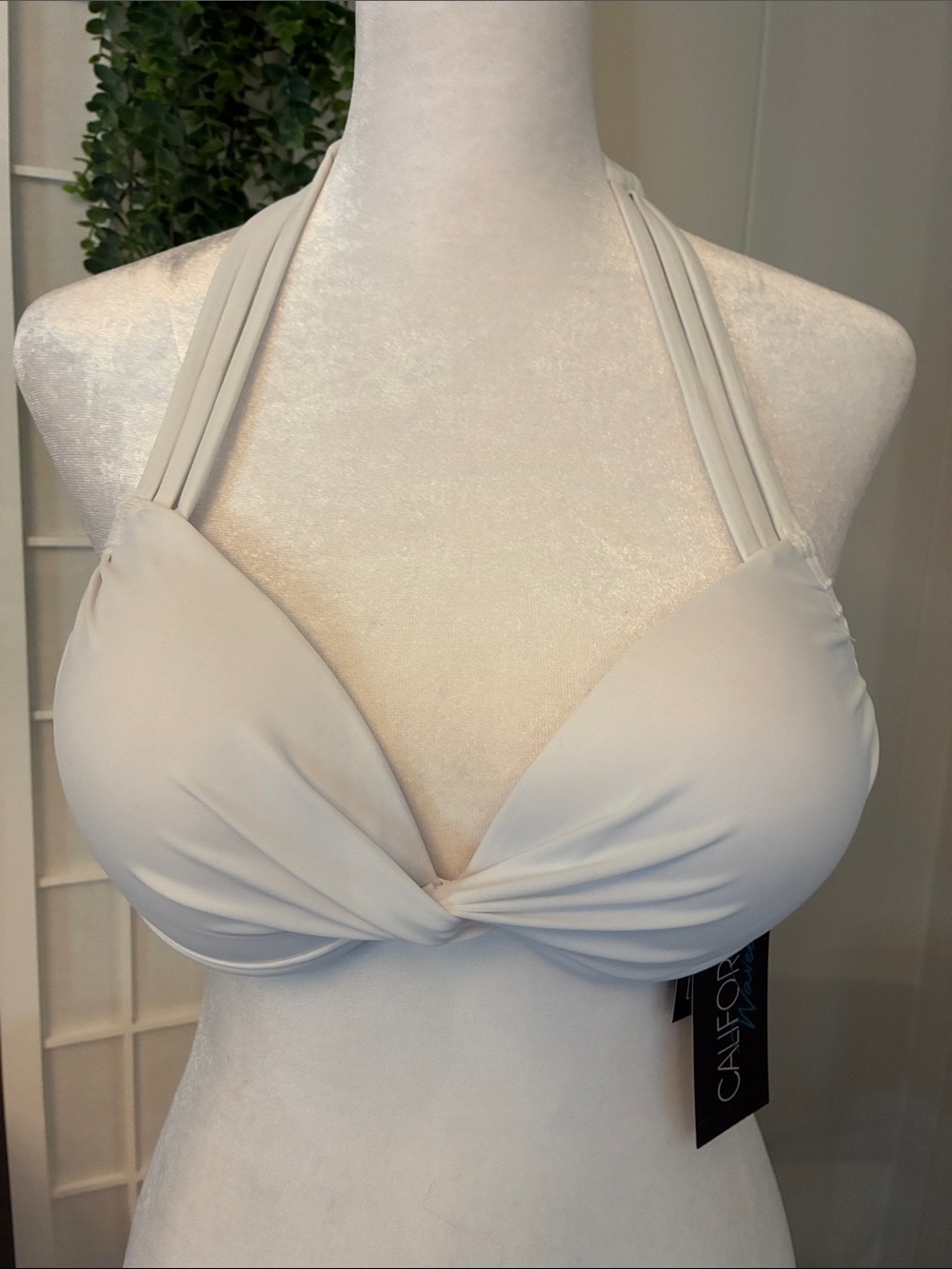 California Waves White Halter Bikini Top in Medium